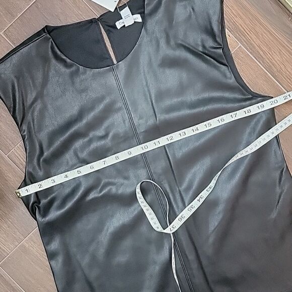 Calvin Klein Black Faux Leather Women's Top Size Medium NWT - Picture 6 of 9